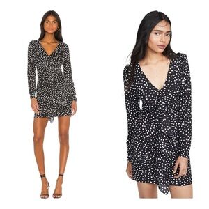 LIKELY REVOLVE Black White Polka Dot Corinne Ruffle Long Sleeve Mini Dress Sz 6
